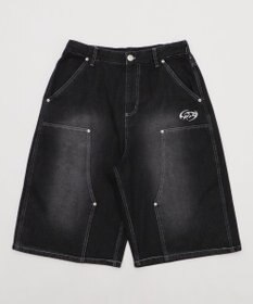 WEGO 【ユニセックス着用ITEM】ダブルニーロゴデニムショーツ