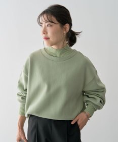 Green Parks 配色リブニットドッキング裏起毛プルオーバ