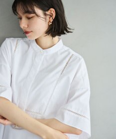 #Newans 【洗える/セットアップ可能】ハシゴレースビブデザインシャツ