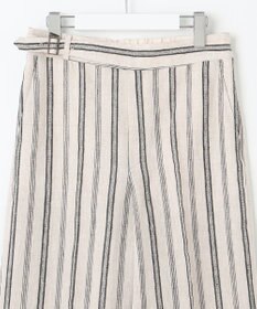 23区 【洗える】リネンストライプ ワイド パンツ