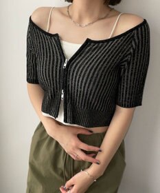 WEGO ダブルジップオフショルニットトップス