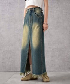 WEGO ヴィンテージウォッシュデニムロングスカート