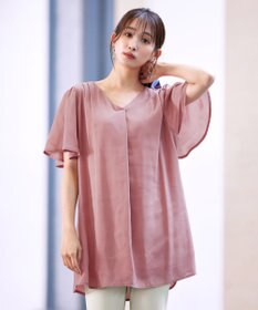 Tiaclasse L 【洗える】フレアスリーブチュニックブラウス