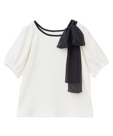 earth music&ecology アシメ肩リボンカットソー