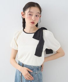 earth music&ecology アシメ肩リボンカットソー