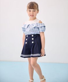 ANY KIDS チェック オフショルダー ブラウス