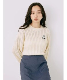 earth music&ecology 刺繍入りケーブルニットプルオーバー