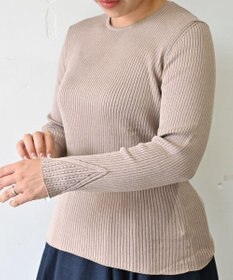 muuc 〈高品質シルク＆スーピマ超長綿〉〈洗えるニット〉〈通年着られる〉袖口模様編み プルオーバー