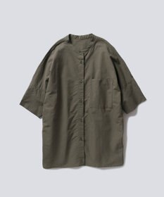 WHITE MAILS COTTON PAPER  POPLIN BAND COLLAR DOLMAN SLEEVE SHIRT　コットンポプリン 半袖シャツ