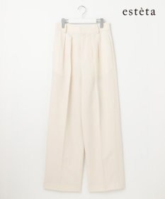 23区 【エステータ】ウールリネン タックワイドパンツ