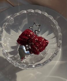 WEGO ツイードリボンハートキーホルダー