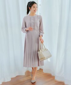 Tiaclasse 【新色追加・洗える】パールボタンプリーツワンピース