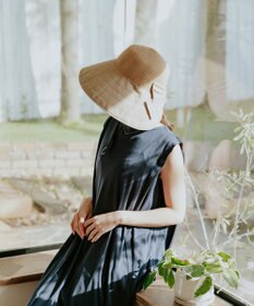 MOONBAT 【遮光100%/UPF50%＋/UVカット】洗えるバックリボン ブレードパラソルハット 手洗いOK/サイズ調整可能/吸水速乾/遮熱