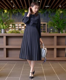 Tiaclasse 【新色追加・洗える】パールボタンプリーツワンピース