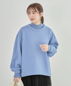 Green Parks 配色リブニットドッキング裏起毛プルオーバ