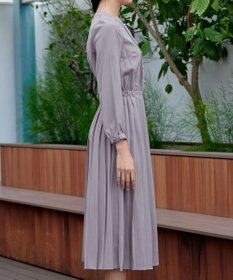 Tiaclasse 【新色追加・洗える】パールボタンプリーツワンピース