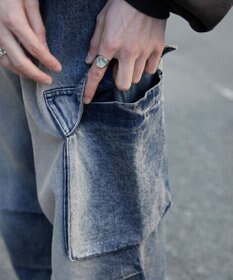WEGO 【ユニセックス着用ITEM】デニムイージーカーゴパンツ