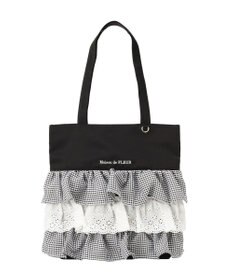 Maison de FLEUR サテンフロントフリルスクエアトートバッグ