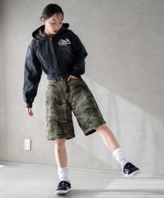 WEGO ヴィンテージウォッシュショートフードブルゾン