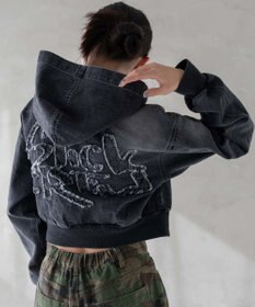 WEGO ヴィンテージウォッシュショートフードブルゾン