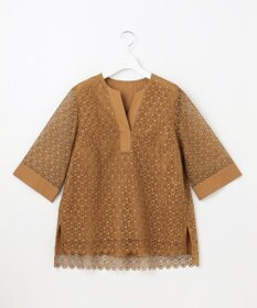 自由区 【洗える】ジオメトリックフラワーレースプルオーバー ブラウス