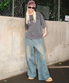 WEGO 【ユニセックス着用ITEM】スウィッチングフレアデニムパンツ