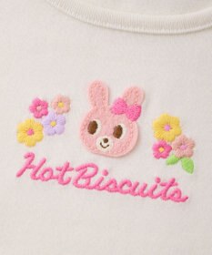 MIKI HOUSE HOT BISCUITS キャビット×お花 刺繍 裾フリル長袖Tシャツ