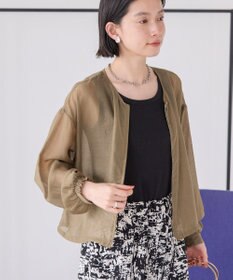 AMERICAN HOLIC 【WEB限定】ノーカラーシアーZIPブルゾン