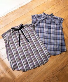 組曲 S 【リボンタイ付き】シアーツイルチェック ブラウス