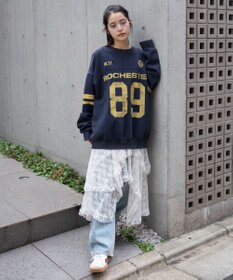 WEGO 【ユニセックス着用ITEM】ケミカルウォッシュナンバリングプルオーバー