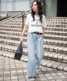 WEGO 【ユニセックス着用ITEM/SMLサイズ展開】デニムルーズフレアパンツ