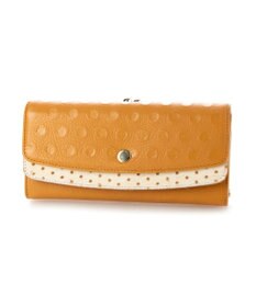 UNBILLION perche 牛革×ハラコ風ドットダブルかぶせ長財布