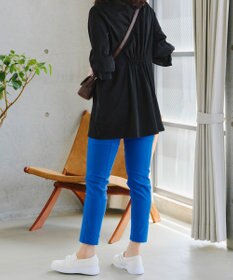 Tiaclasse   【洗える】バックシャーリングスキッパーチュニックブラウス