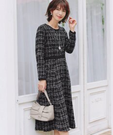Tiaclasse 【安田美沙子さん着用・洗える】配色ツイードワンピース