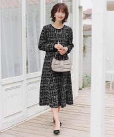 Tiaclasse 【安田美沙子さん着用・洗える】配色ツイードワンピース