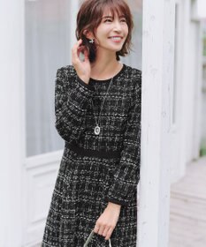 Tiaclasse 【安田美沙子さん着用・洗える】配色ツイードワンピース