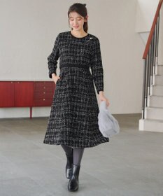 Tiaclasse 【安田美沙子さん着用・洗える】配色ツイードワンピース