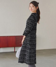 Tiaclasse 【安田美沙子さん着用・洗える】配色ツイードワンピース