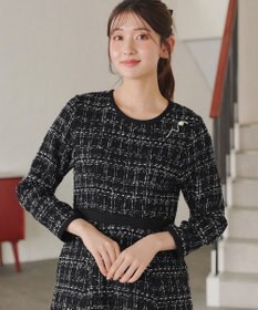 Tiaclasse 【安田美沙子さん着用・洗える】配色ツイードワンピース