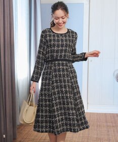 Tiaclasse 【安田美沙子さん着用・洗える】配色ツイードワンピース
