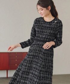 Tiaclasse 【安田美沙子さん着用・洗える】配色ツイードワンピース