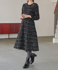 Tiaclasse 【安田美沙子さん着用・洗える】配色ツイードワンピース