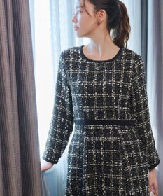 Tiaclasse 【安田美沙子さん着用・洗える】配色ツイードワンピース