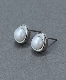 Phoebe 〈金属アレルギー対応〉ニュアンスメタルドロップパールピアス/シルバー　淡水パール/天然パール
