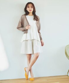 Feroux 【洗える】Vネックシアー カーデ