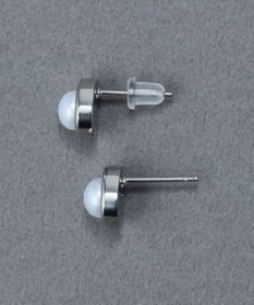 Phoebe 〈金属アレルギー対応〉ニュアンスメタルドロップパールピアス/シルバー　淡水パール/天然パール