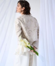 23区 【GOLD LABEL/見上愛さん着用】リネンエンブロイダリー ノーカラージャケット