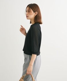 Green Parks 袖プリーツドッキング５分袖ニットプルオーバー