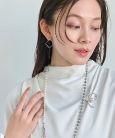 Phoebe 【セレモニーセット】マルチwayメタルボールパールネックレス×2wayグレースツイストラインイヤリングSET