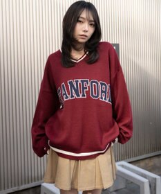 WEGO VネックグラフィックニットBIGプルオーバー